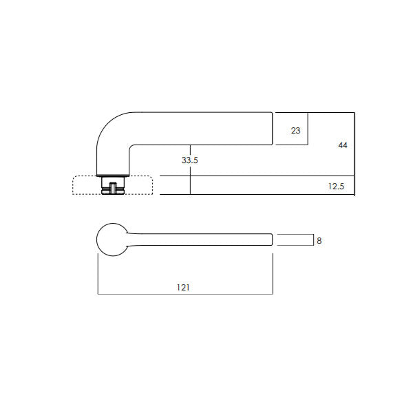 Technical Drawing - Lockwood Glide L4 Velocity Privacy Lever Set Large Round Rose Chrome