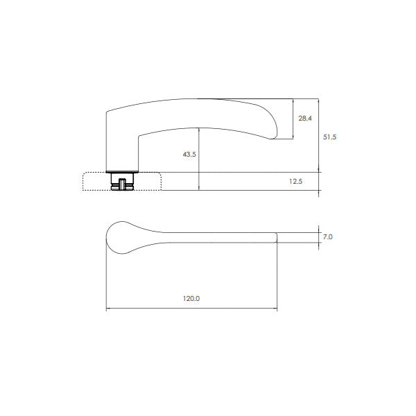 Technical Drawing - Lockwood Saltbush L34 Velocity Passage Lever Set Large Round Rose Chrome Plate