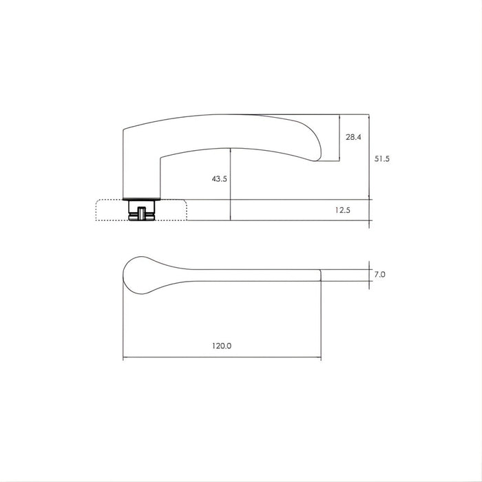 Line Drawing Lockwood Saltbush L34 Velocity Privacy Lever Door Handle Set Large Round Rose Chrome Plate VEL2/34CP - The Blue Space