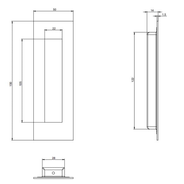 Lockwood Vivid 150mm Flush Pull Satin Brass | The Blue Space
