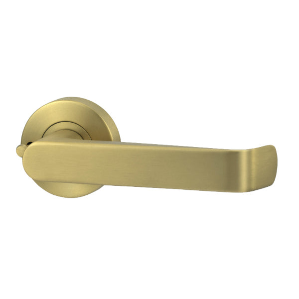 Lockwood Vivid V1 Privacy Lever Set Round Rose Satin Brass | The Blue Space