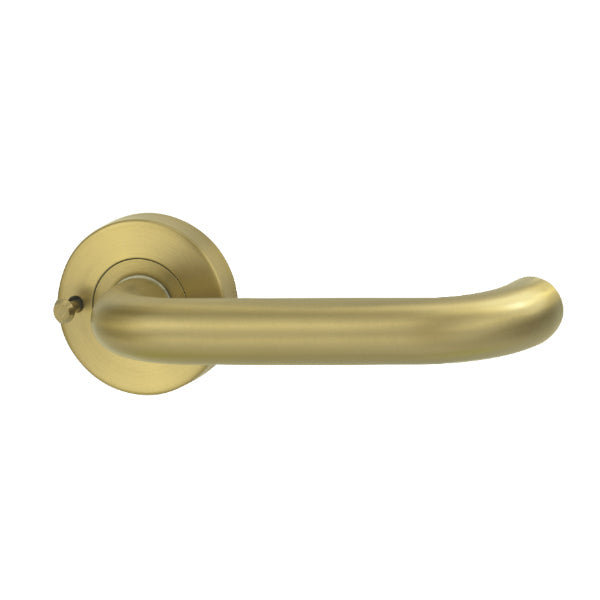 Lockwood Vivid V2 Privacy Lever Set Round Rose Satin Brass | The Blue Space