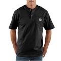 LOOSE FIT HEAVYWEIGHT POCKET HENLEY TEE S/S  - BLACK