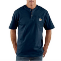 LOOSE FIT HEAVYWEIGHT SHORT-SLEEVE POCKET HENLEY T-SHIRT  - NAVY