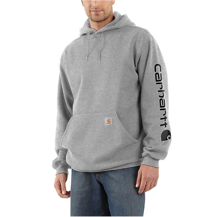 LOOSE FIT MIDWEIGHT LOGO SLEEVE GRAPHIC SWEATSHIRT - HEATHER GRAY/BLACK