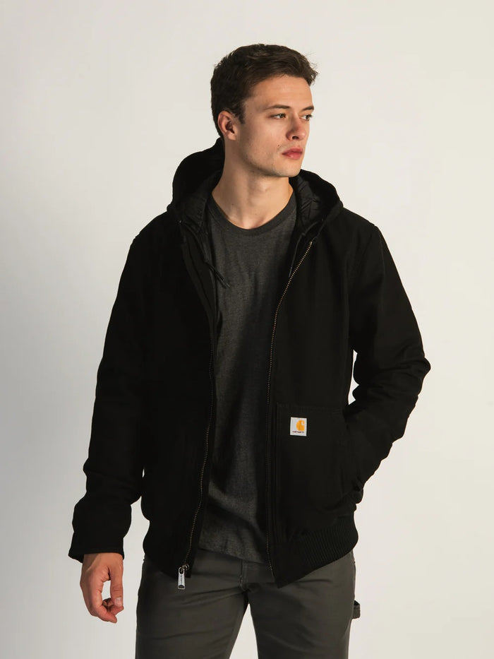 LOOSE FIT WASHED DUCK INSULATED ACTIVE JACKET - BLACK