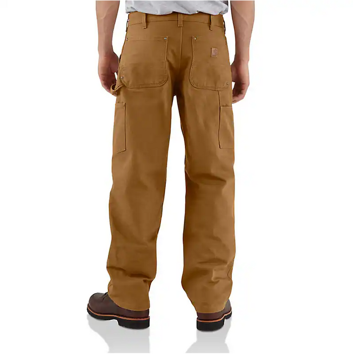 LOOSE STRAIGHT WASHED DUCK DOUBLE-FRONT DUNGAREE WORK PANTS - CARHARTT BROWN