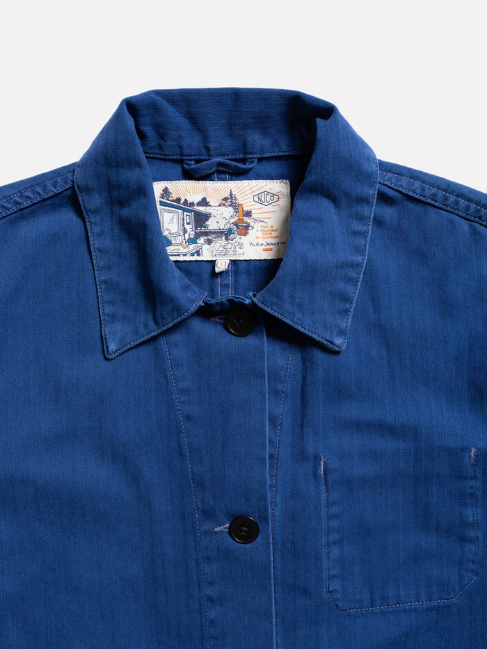 LOVIS HERRINGBONE DENIM JACKET - BLUE