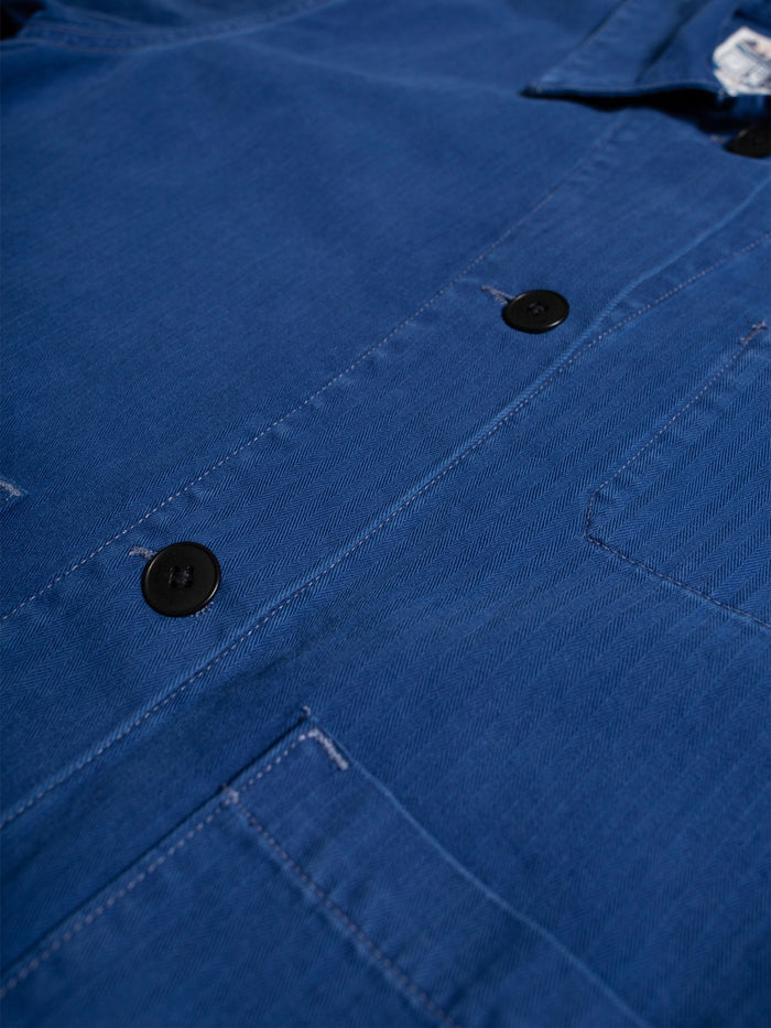 LOVIS HERRINGBONE DENIM JACKET - BLUE