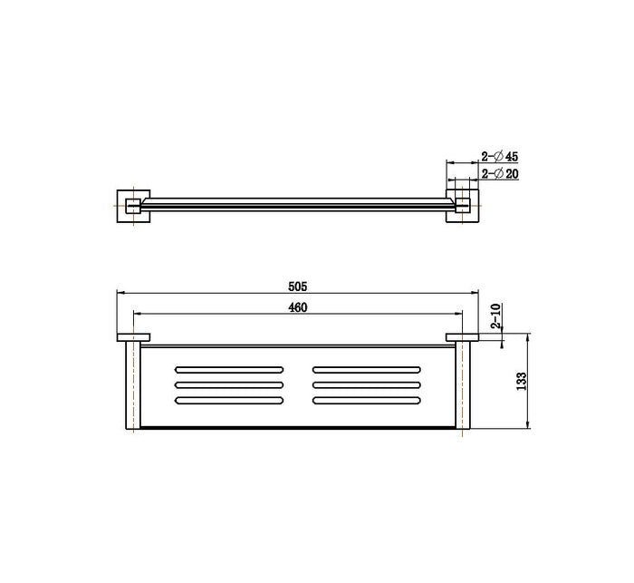 Technical Drawing: Luxe Metal Shelf Matte Black