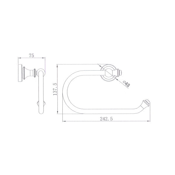 Technical Drawing: Medoc Towel Holder Assorted Finishes