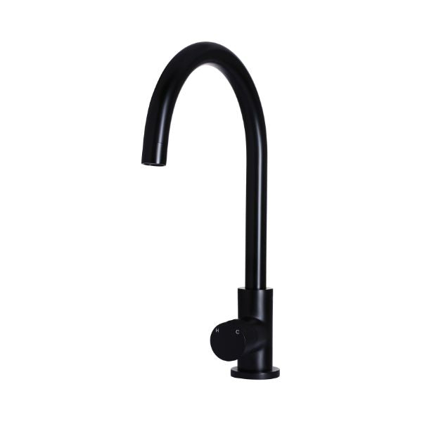 Meir Pinless Round Kitchen Sink Mixer Tap Matte Black - The Blue Space
