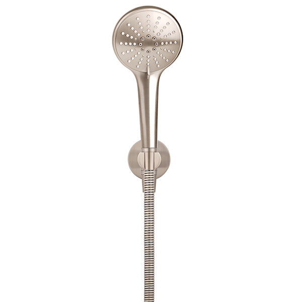 Meir Round 3 Function Hand Shower on Fixed Bracket Champagne, front view - The Blue Space