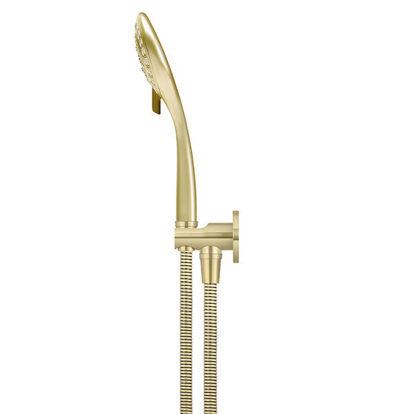 Meir Round 3 Function Hand Shower on Fixed Bracket Tiger Bronze, side view - The Blue Space