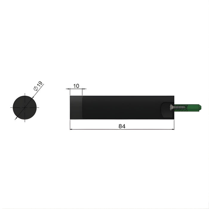 Technical Drawing Meir Round Door Stop Matte Black MDS02 - The Blue Space