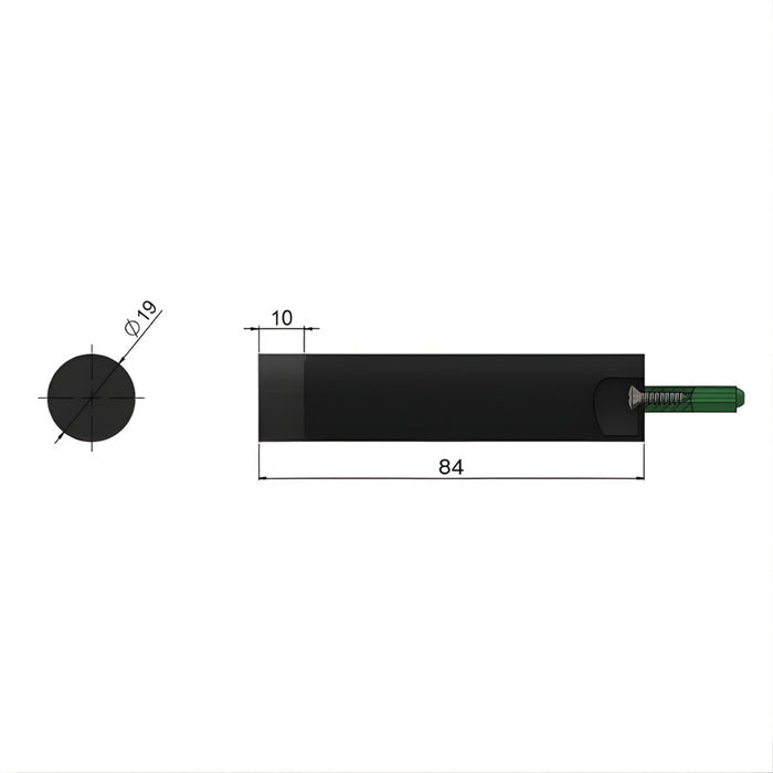 Technical Drawing Meir Round Door Stop Tiger Bronze MDS02-PVDBB - The Blue Space
