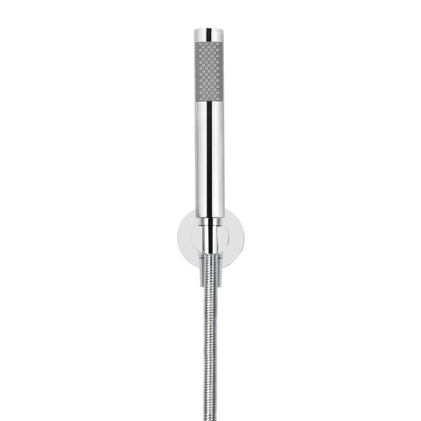 Meir Round Hand Shower on Bracket Chrome in front view - The Blue Space