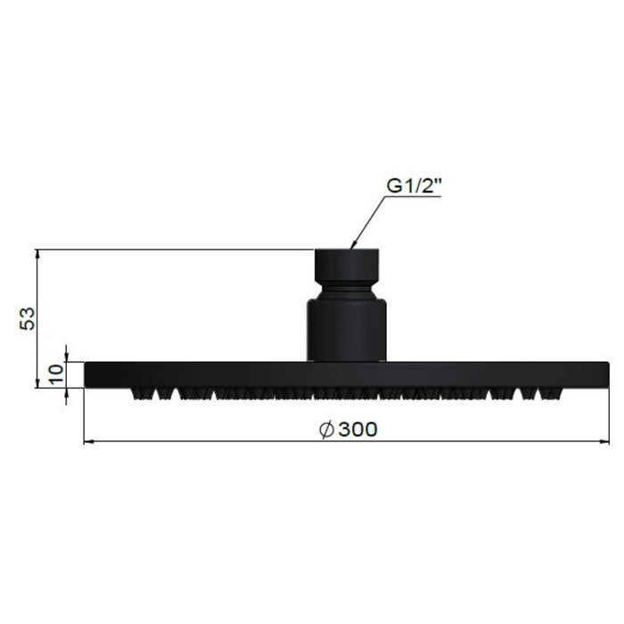Meir Round Shower Rose 300mm Matte Black