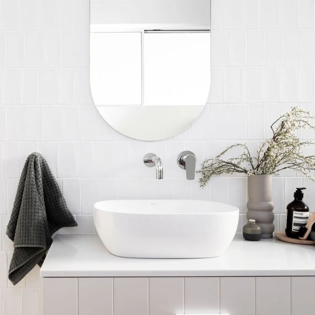 Lifestyle 3 Meir Round Wall Mixer Paddle Handle Chrome Trim Kit MW03PD-FIN-C - The Blue Space