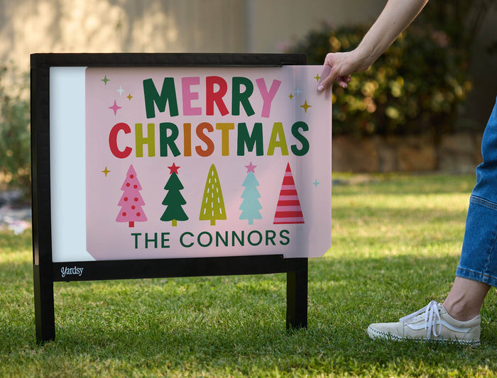 Merry Christmas Playful Trees Custom Yardsy Sign yard sign