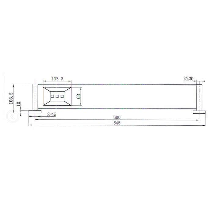 Technical Drawing: Mirage Metal Shelf Champagne