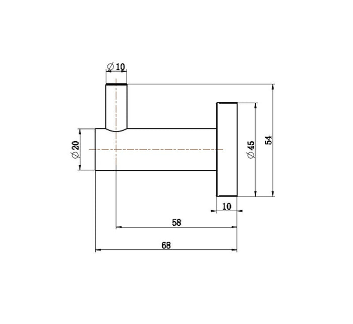 Technical Drawing: Mirage Robe Hook Single Champagne