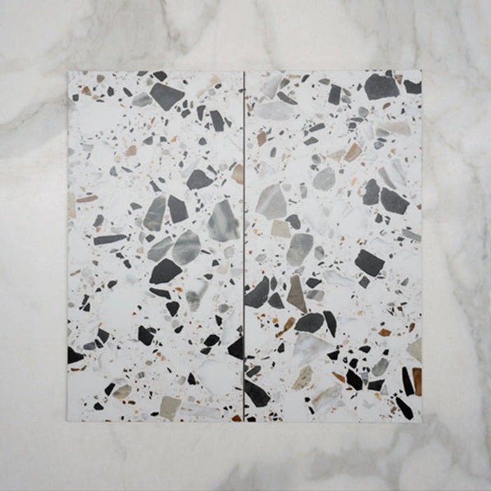 Double No Hand Mixed Clio Terrazzo Tile Tech Grip 300 x 600mm Porcelain  - The Blue Space