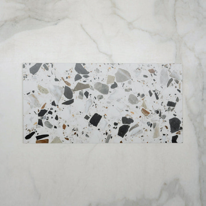 Single No Hand Mixed Clio Terrazzo Tile Tech Grip 300 x 600mm Porcelain  - The Blue Space