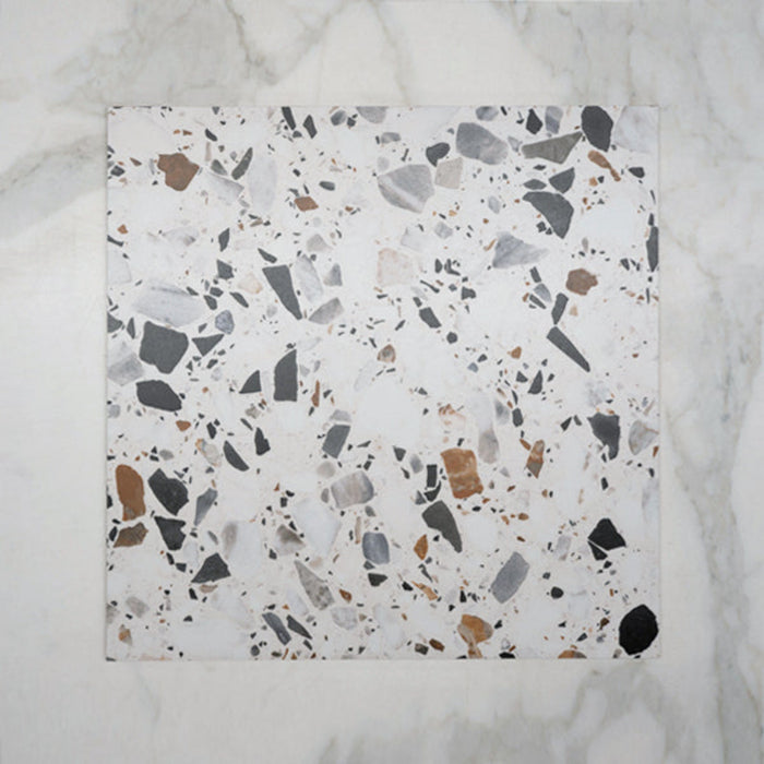 No Hand Mixed Clio Terrazzo Tile Tech Grip 600 x 600mm Porcelain  - The Blue Space