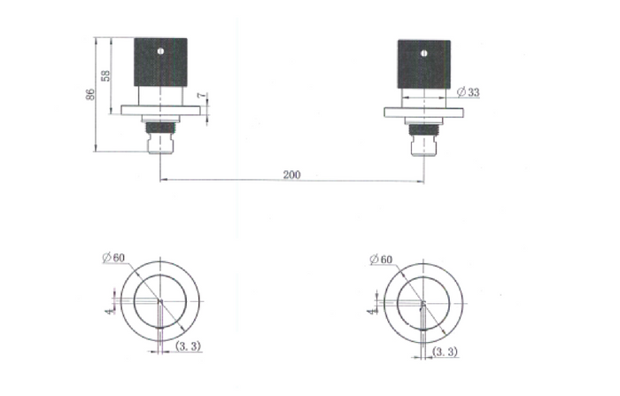 Technical Drawing: Cadence 1/4 Turn Wall Top Assembly Brushed Nickel