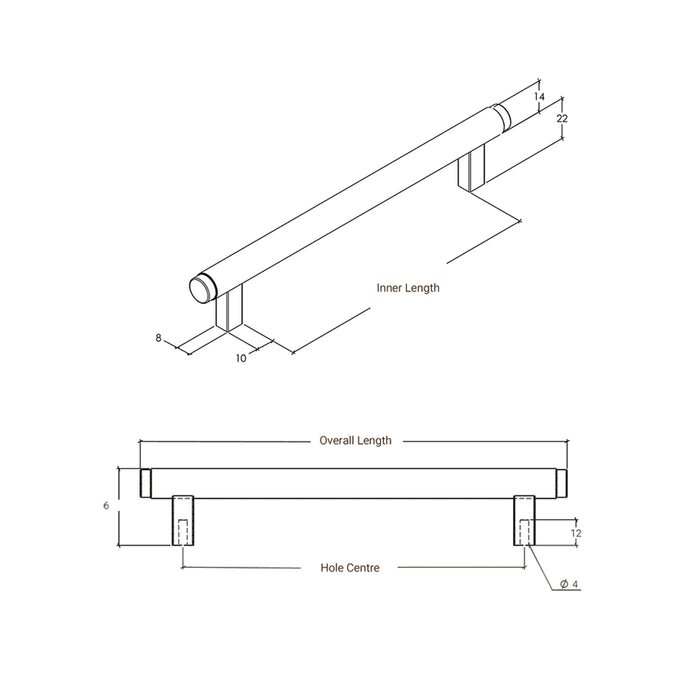 Line Drawing Momo Handles Bellevue Bar Pull Brushed Nickel BVPPL160.DBR - The Blue Space