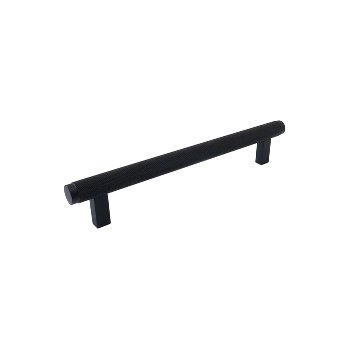Side View Momo Handles Bellevue Knurled Bar Pull Matte Black BVPKN160.MBL - The Blue Space