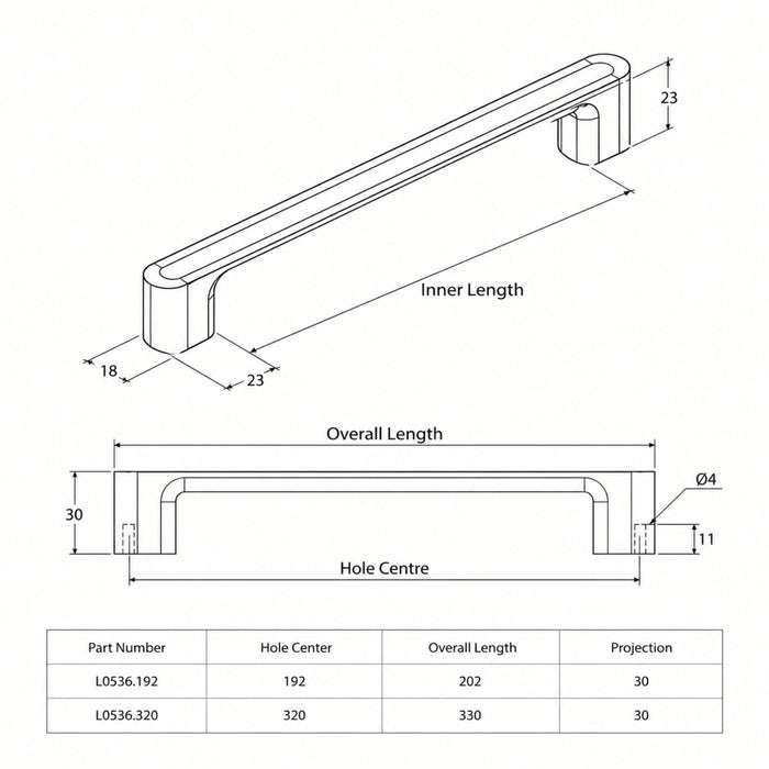 Line Drawing Momo Handles Luv D Handle Matte White L0536.192.MWH - The Blue Space