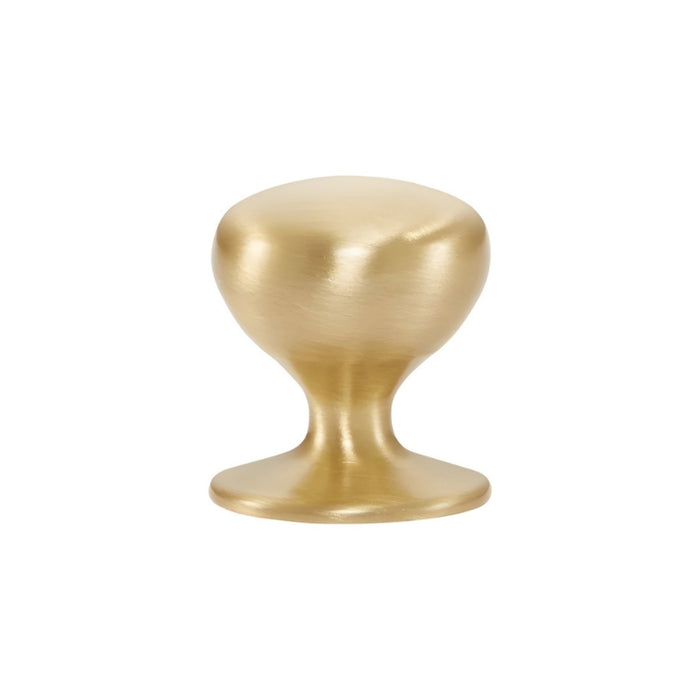 Side View Momo Handles New Hampton Round Knob 32mm Matt Brass NHMK032.MBR - The Blue Space