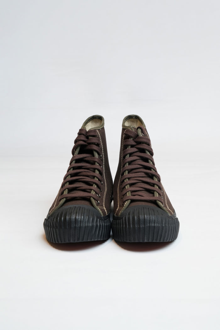 NAVAL TRAINERS HI TOP - BROWN CANVAS
