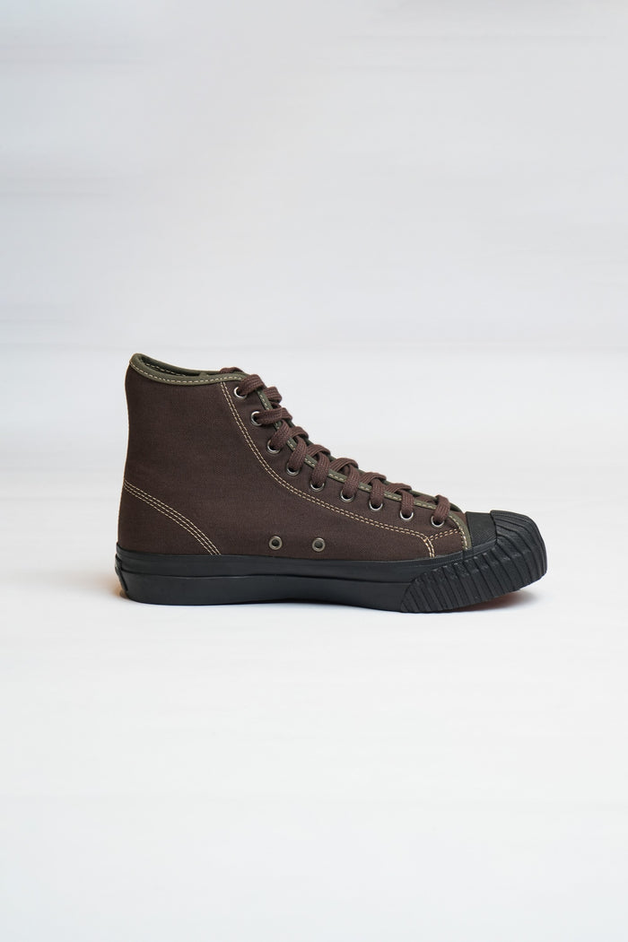 NAVAL TRAINERS HI TOP - BROWN CANVAS
