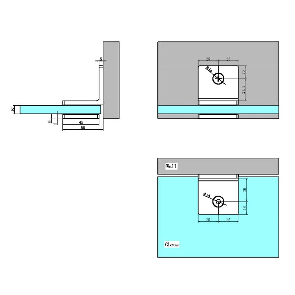 Nero 90 Degree Glass to Wall Bracket - The Blue Space