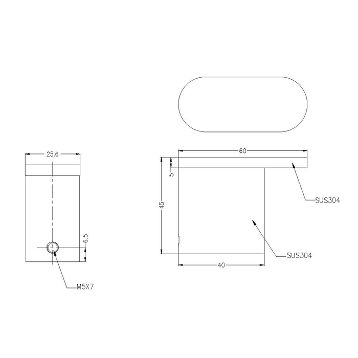 Technical Drawing: Nero Bianca Robe Hook Matte Black