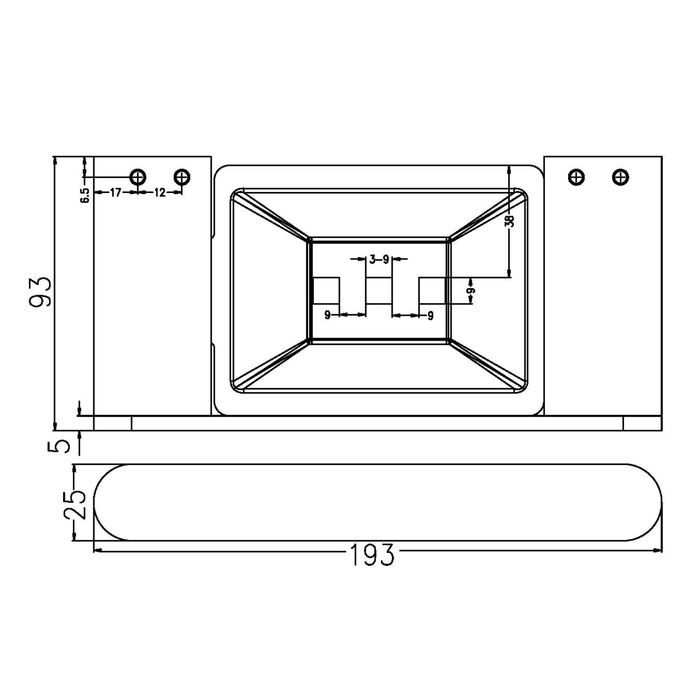 Technical Drawing: Nero Bianca Soap Dish Holder Matte Black