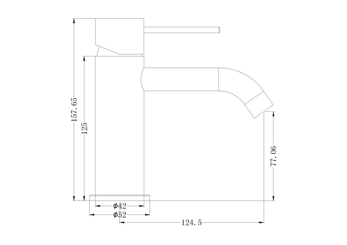 Technical Drawing: Nero Mecca Basin Mixer Brushed Gold