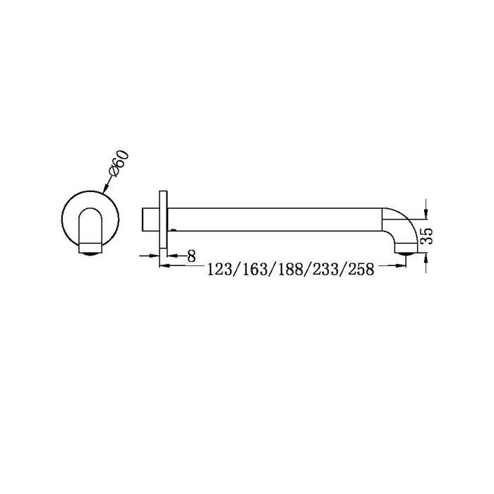 Mecca Basin/Bath Spout Only Graphite technical drawing | The Blue Space