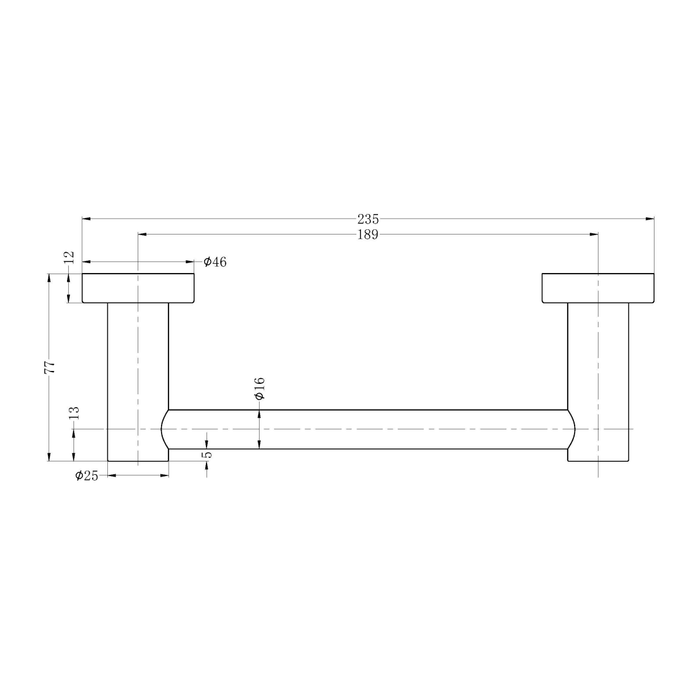 Technical Drawing: Nero Mecca Hand Towel Rail Brushed Gold