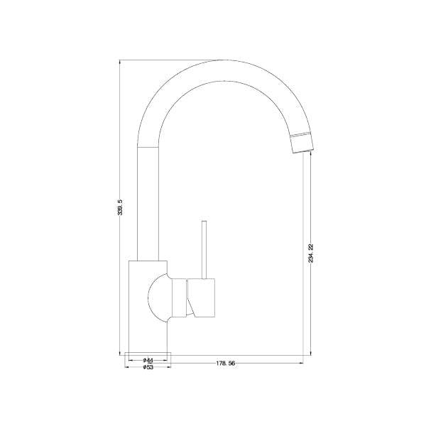 Technical Drawing: Nero Mecca Kitchen Mixer Chrome