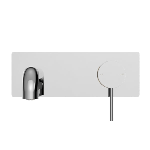 Nero Mecca Wall Basin Mixer 185mm Spout Chrome Front View | The Blue Space