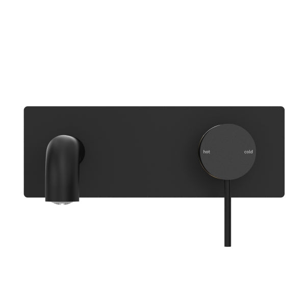 Nero Mecca Wall Basin Mixer 230mm Spout Matte Black Front View | The Blue Space