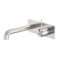 Nero Mecca Wall Basin Mixer Handle Up 120mm Spout Brushed Nickel - NR221910b120BN - The Blue Space