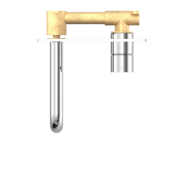 Nero Mecca Wall Basin Mixer Handle Up 230mm Spout Chrome Top View | The Blue Space