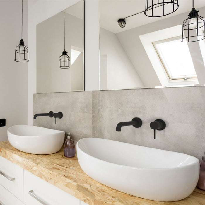 Nero Mecca Wall Basin/Bath Mixer Separate Back Plate 160mm Matte Black
