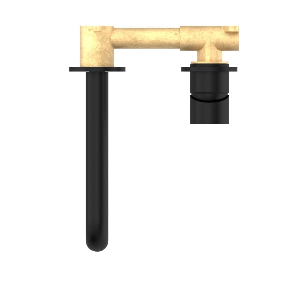 Nero Mecca Wall Basin Mixer Sep BP 185mm Spout Matte Black Top View | The Blue Space