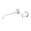 Nero Mecca Wall Basin Mixer Separate Backplate 230mm Spout Matte White - NR221910C230MW - The Blue Space